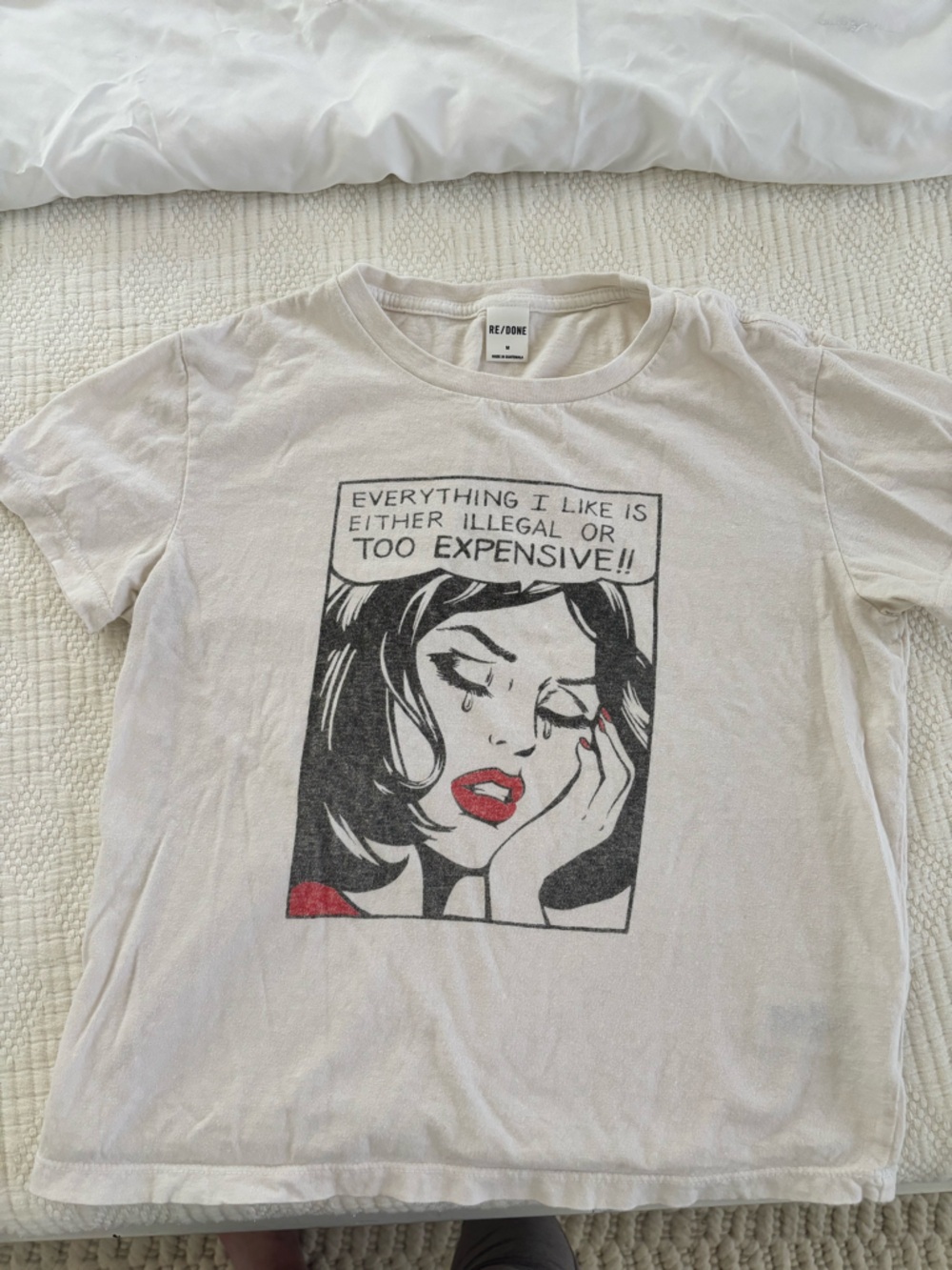 Re/Done White Graphic Pop-Art Tee with Red Accent - Picture 3 of 4